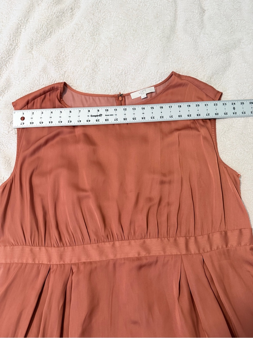 LOFT Sleeveless Satin Midi Dress in Coral Pink - Picture 6 of 13
